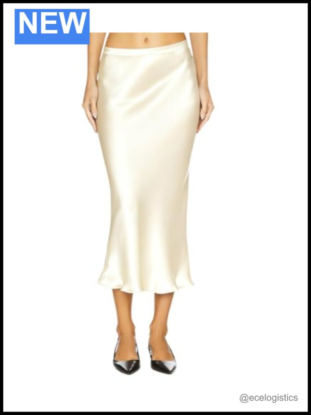 Women Silk Satin Mermaid Midi Skirt High Waist Office Work